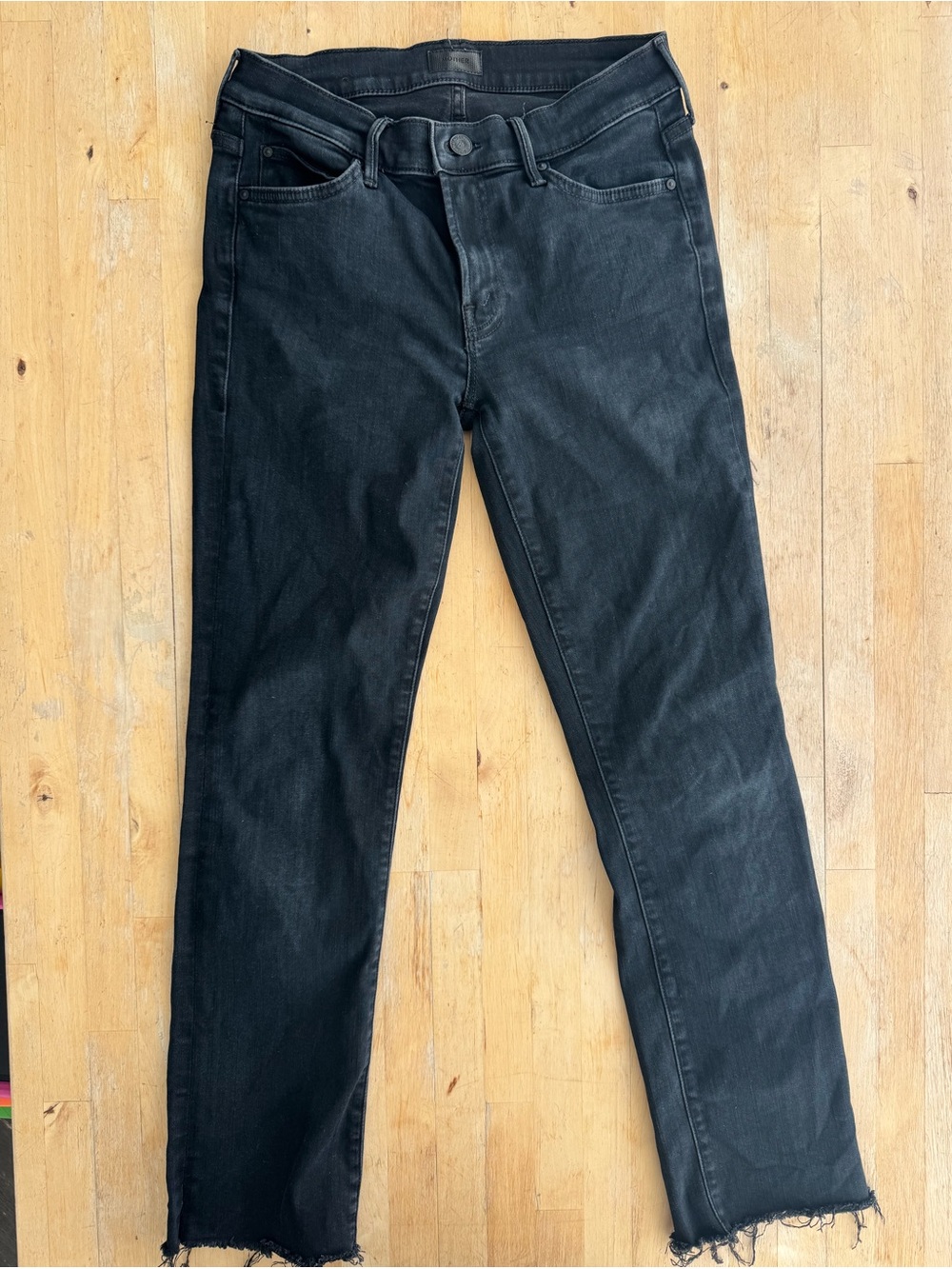 MOTHER Black Straight-Leg Jeans